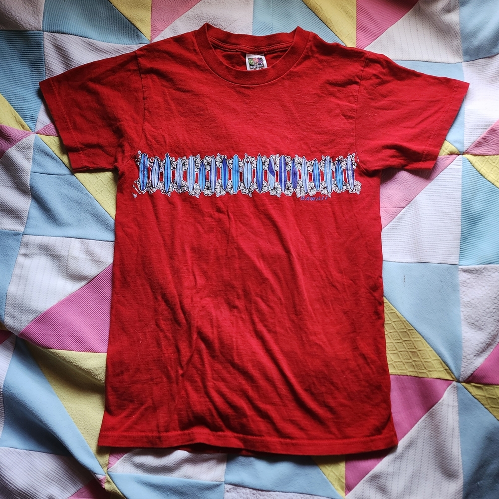 Fruit of the Loom Hawaii Print Red T-Shirt